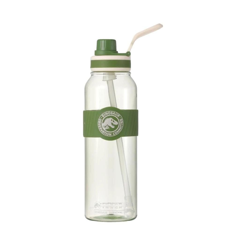 MINISO Jurassic World Saplı ve Pipetli Plastik Şişe 1000 mL (Yeşil)