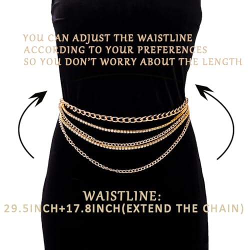 Bmirth Rhinestone Sparkly Waist Chain Gold Layered Waist Chains Crystal Belly Chain Tassels Body Jewelry for Women by Bmirth - Used condition - Image 6