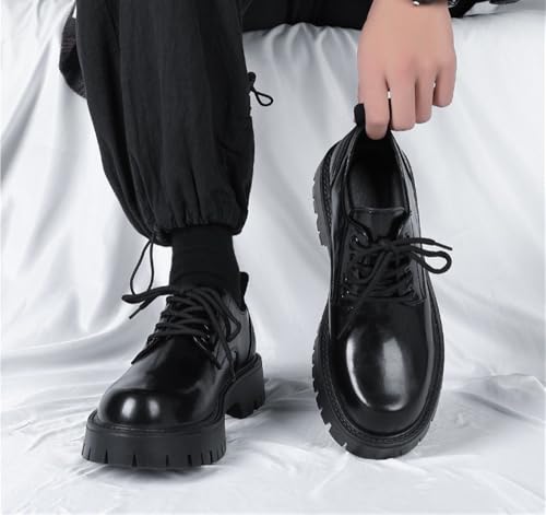 Mens Black Vintage Round Toe Dress Shoes Large Size Classic Business Formal Casual Leather Slip On Footwear3