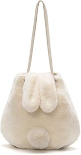Donne Autunno Inverno Pelliccia ecologica Borsa a tracolla Soffice Borsa a secchiello Felpa Borsetta bianca