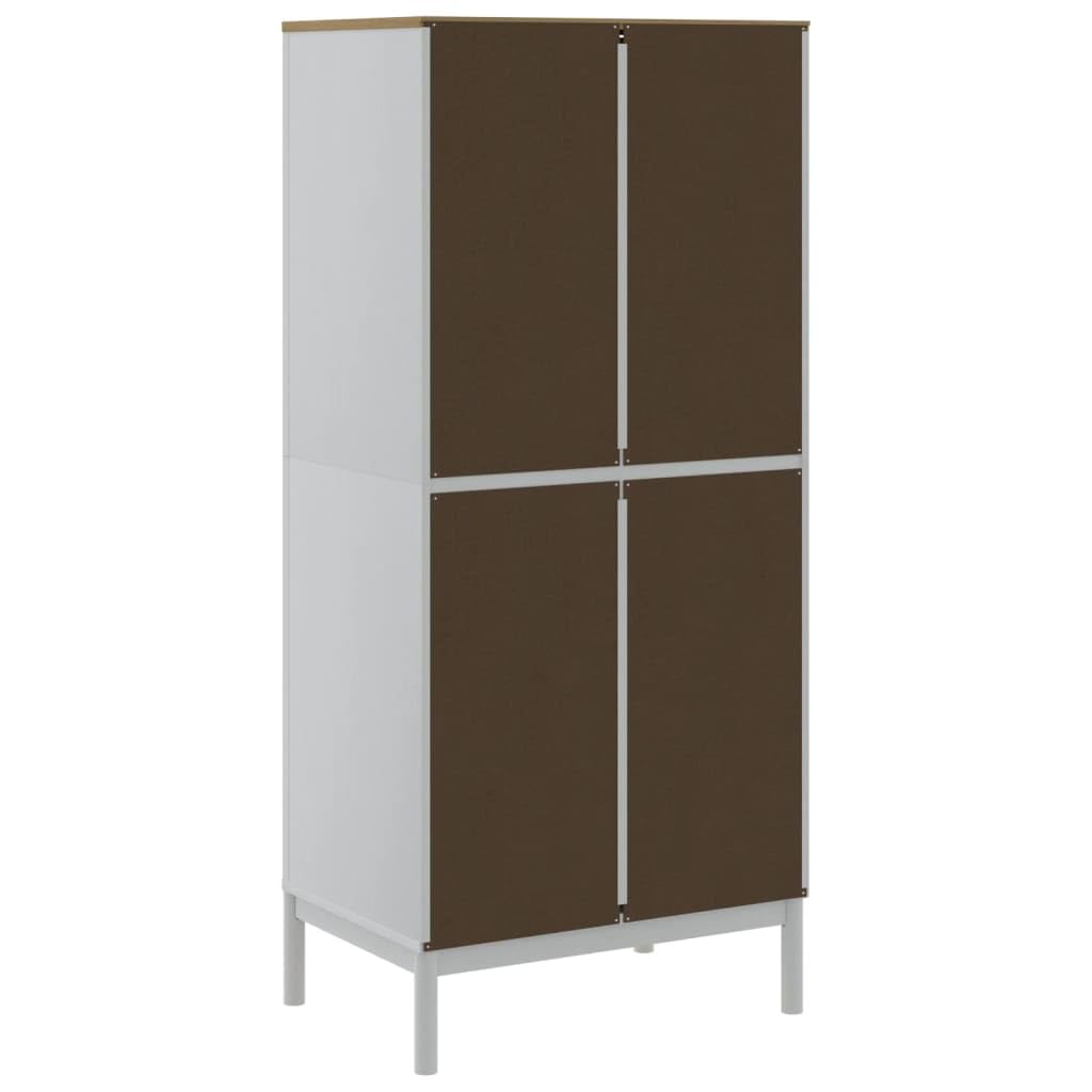 Homgoday Armario Floro blanco 77 x 53 x 171 cm de madera maciza de pino, mueble de almacenamiento con estantes que ahorra espacio para salón, oficina, aparador, armario de almacenamiento