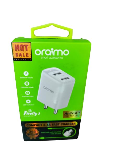 T.T.Z. Mobile Corner Compact 2.4A Fast Charger 100-240V-50/60Hz, 350mA Mobile Chargers (Pack of 2)