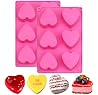 BAKER DEPOT 6 Holes Heart Shaped Silicone Mold For Chocolate Cake Jelly Pudding Handmade Soap Mould Candy Making Set of 2