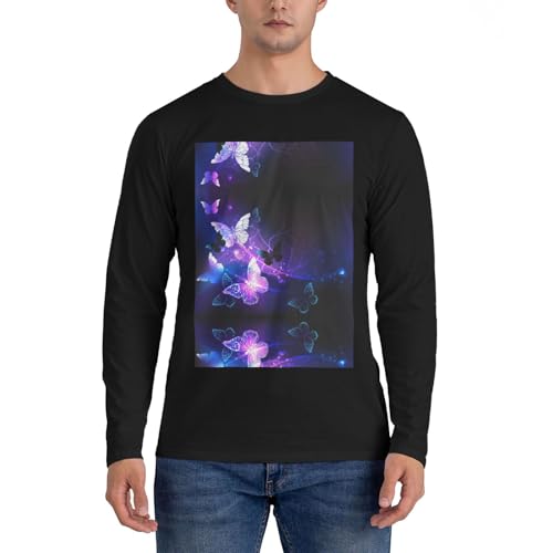 Chemise homme imprimé papillons blancs violets EdWal manches longues classique