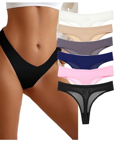 Image of Women Sexy Panties Plus Size Underwear Lace Thongs Low Rise G-String Cheeky Underpants