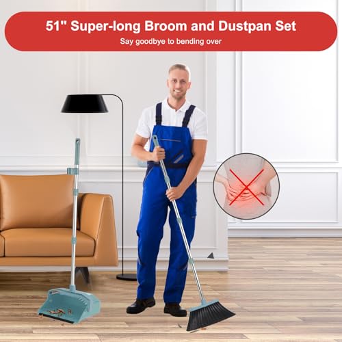 image for Tiumso Upgrade Broom and Dustpan Set, Broom with Dustpan Combo Set, La