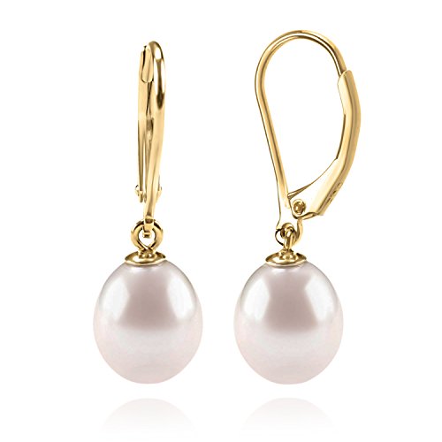 PAVOI Handpicked AAA+ Quality Freshwater Cultured Pearl Earrings Leverback Dangle Stud Pearl Earrings