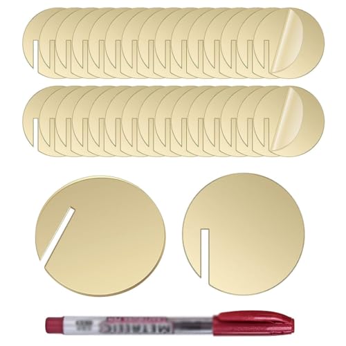 EIHI Marcatore per Bevande In Acrilico Etichetta - 30 pezzi segna bicchieri calici con 1 pennarello - segnabicchieri per calici da champagne,cocktail,martini,bar,feste(cuore d'oro)