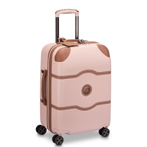 Image of DELSEY PARIS Chatelet Air 2.0 Carry-On Plus Suitcase 20 Inch, Hardside Polycarbonate Luggage, Dual-Density Spinner Wheels, TSA Lock, USB Port, Blush Pink