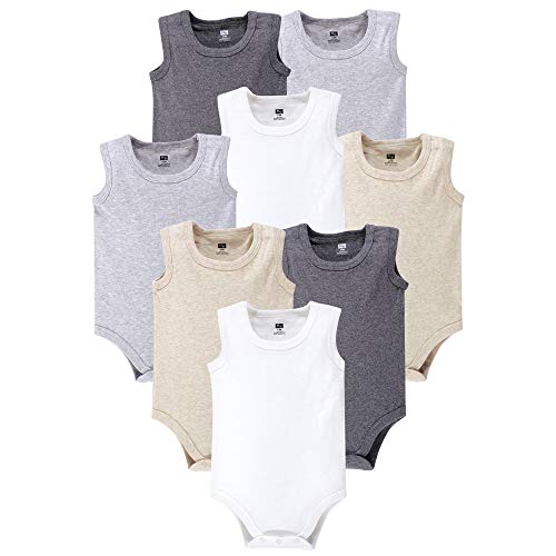 Hudson Baby Unisex Baby Cotton Sleeveless Bodysuits, Heather Gray, 12-18 Months