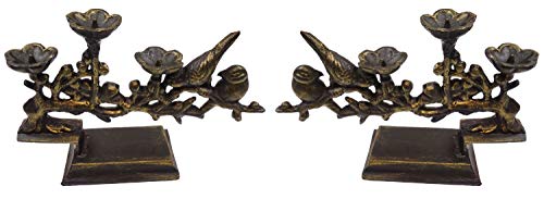 Lulu Decor, Dekorativer Kerzenhalter aus Gusseisen, perfekt für 20,3 cm lange Kerzen, 1,27 cm große Basis, Vintage-Gold (2 Stück) Cover