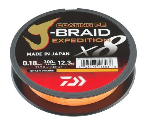 DAIWA J-Braid Expedition X8E tressage orange smash de 300 m pour lancer lointain