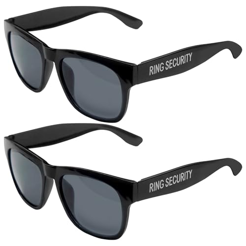 Maomtmy Wedding Ring Security Sunglass 2 Packs Ring Bearer Sunglasses Secret Service Cosplay Police Spy FBI Accessory Gift (White)