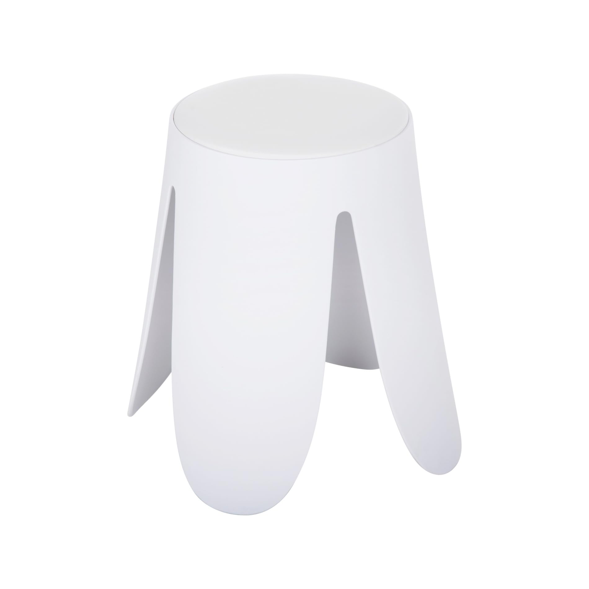 Rebecca Mobili Juego de 2 taburetes modernos, taburete reposapiés bajo, blanco, polipropileno sintético, sin respaldo, para salón dormitorio – Medidas (alt. x anch. x prof.): 46 x 30 x 30 cm – Art