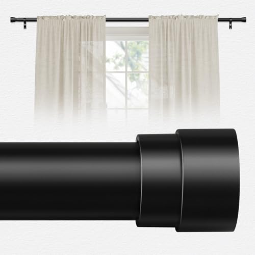BellaHills Barra de Cortina Negra 76-349cm,Fundición de Hierro Ultraresistente,Soporte Ajustable 360°,Para Cortinas Extra Largas,Certificado 20kg Carg,Instalación con Taladro,diámetro 25mm