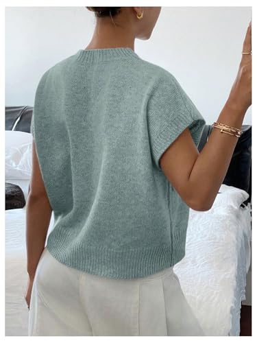 Image of SOLY HUX Women's Short Sleeve Sweater 3D Floral Sweaters Pullover Tank Tops Knit Vest Trendy Fashion Clothing