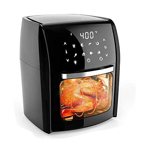 Digitale Heißluftfritteuse mit Drehspieß, Dörrgerät, Heißluftofen, Braten, Dörren, Backen und mehr, Sichtfenster aus Glas, Zubehörset und Rezeptbuch enthalten, großes Fassungsvermögen Happy Ambitious Digitale Heißluftfritteuse mit Drehspieß, Dörrgerät, Heißluftofen, Braten, Dörren, Backen und mehr, Sichtfenster aus Glas, Zubehörset und Rezeptbuch enthalten, großes Fassungsvermögen Happy Ambitious