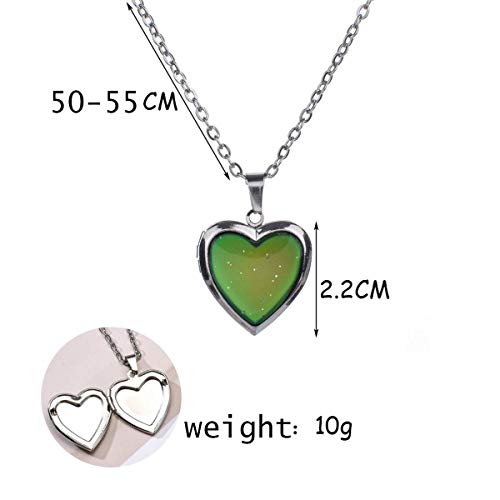2Pcs Temperature Color Changing Mood Rings and Mood Necklace Turtle Heart-shaped Cross Butterfly Star and Moon Retro Oval Pendant Necklace2