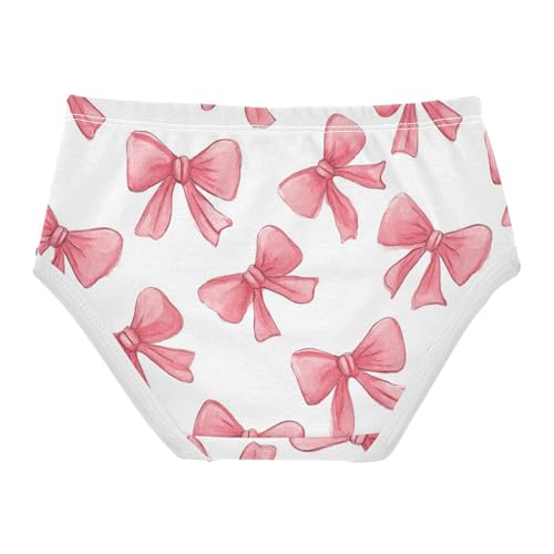 Wusikd Watercolor Pink Bows Ribbons Girls' Underwear Cotton Girls Briefs Soft Toddler Underwear 2T2