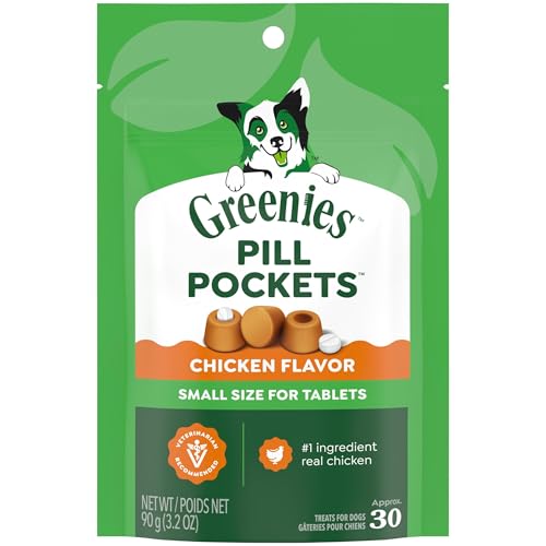 Image of Greenies Pill Pockets for Dogs Small Size, Tablet Pill Treats for Dogs, Chicken Flavor, 3.2 oz. Pouch (Pack of 6)