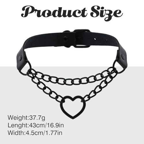 BinXiaoQin Karneval Halsband Damen Necklace Leder,Karneval Collar Women Gothic,Choker Kette damen Schwarz Halskette,Heart Schwarz Chokehold Adjustable Darkness Women Halsring Lederhalsband