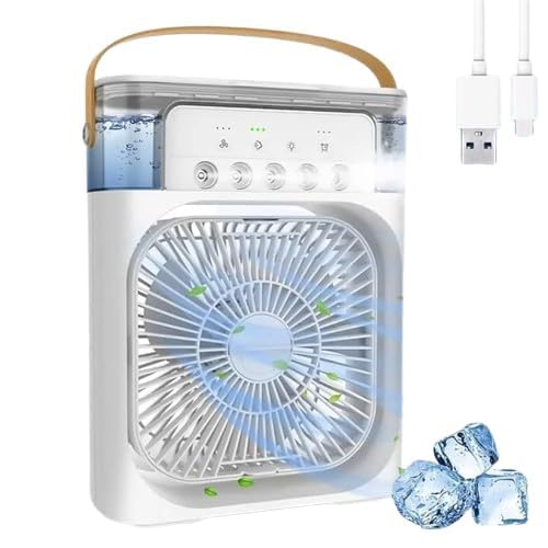Portable Mini Air Cooler Fan with Water Spray & USB Power, Personal Evaporative Cooler with 3 Speed Settings, Mist Humidifier & LED Light for Home, Office & Bedroom (Pack Of 1)-image-48