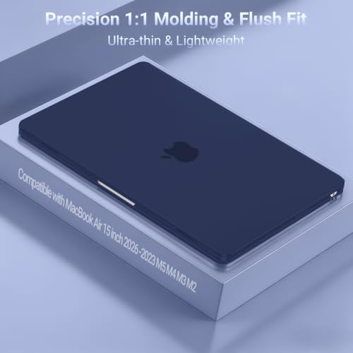 Image of MOSISO Compatible with MacBook Air 15 inch Case M4 M3 M2 2025 2024 2023 Release A3241 A3114 A2941 with Touch ID, Plastic Hard Shell Case&Keyboard Cover&Screen Protector&Storage Bag, Navy Blue