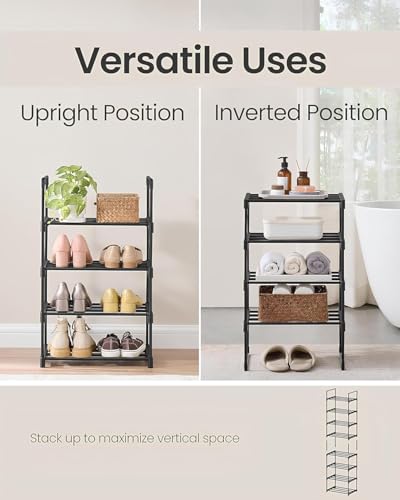 Image of Tier Multipurpose Plastic Rack for Home Kitchen Bathroom & Office Modular Shoe Organizer Storage Shelf Detachable Stackable Design Stand for Clothes, Books, Toiletries & Essentials (4 Layer)