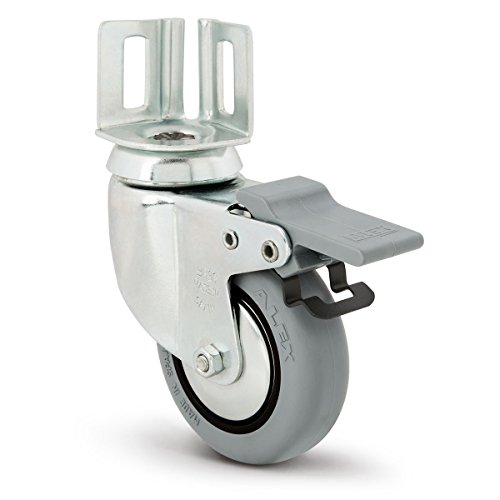 Alex Rueda giratoria con pletina angular y freno 1-0388 (placa: 40 mm x 40 mm, diámetro: 80 mm), Gris