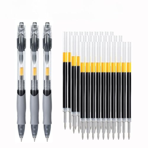 Set de 3 bolígrafos retráctiles de gel negro