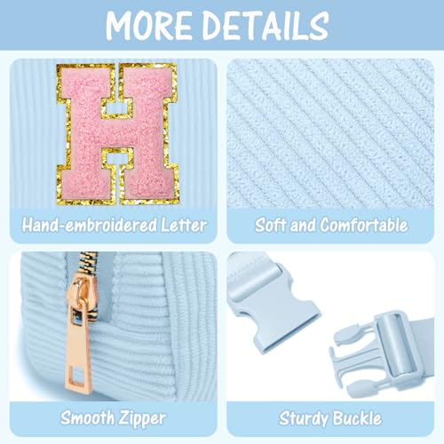 Image of Gitus Birthday Gifts for 10 11 12 13 14 15 16 Year Old Girls Personalized Gifts for Women Initial Fanny Pack Crossbody Bag Belt Bag Cute Preppy Stuff for Teen Girls Teenage Girl Gifts (Icing Blue-H)