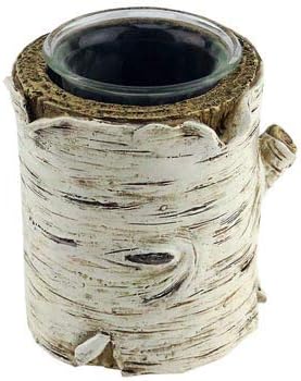 Country Axentz Birch Log Tealight Votive Candle Holder, Rustic Collectible Lodge Decor, 3.5"