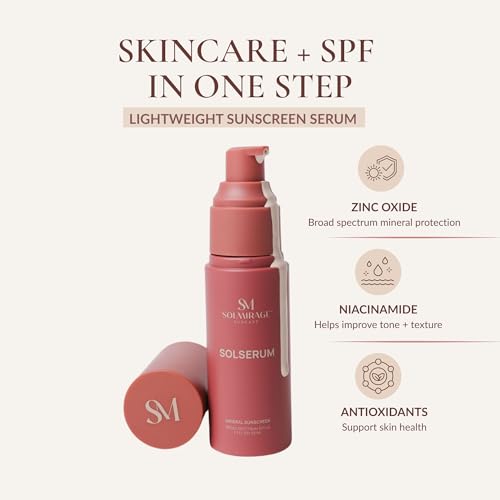 Image of Solserum Broad Spectrum SPF 40 Mineral Sunscreen for Face - Lightweight Serum with Zinc Oxide, Hydrating, Sheer Dewy Finish, For Sensitive Skin (1.7 oz)