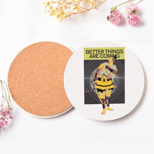 Sous verre ronds en céramique lot de 6 idée cadeau originale humour et art - 4