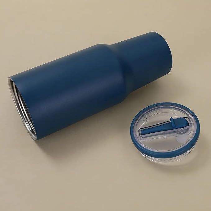 Image of Stainless Steel 1200 ml Vacuum Tumbler with Lid & Straw - Double‑Wall Insulated Cup for Travel, Gym & Office - Keeps Beverages Hot or Cold - 1.2 L Capacity (Dark Blue)