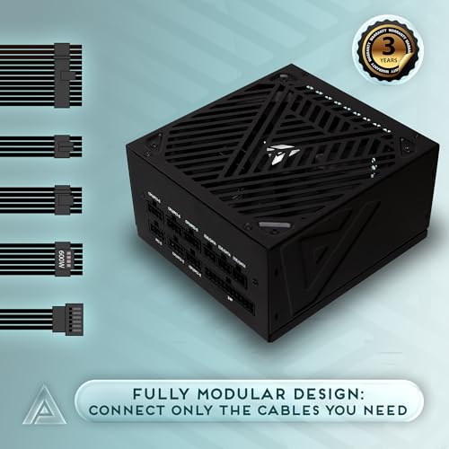 Image of Apevia ATX-SL1200W Soul 1200W Fully Modular Power Supply ATX 3.0 & 3.1 Compatible, PCIe 5.1 12V-2x6 Connector ATX Active PFC, DC to DC Converter Design, 140mm Silent Fan, RoHS Compliance | Fully Modular PSU, ATX 3.1 PCIE5.1 Ready, 12VHPWR Cable Included, Active PFC, 140mm Auto Thermal Fan, Heavy Duty Protections