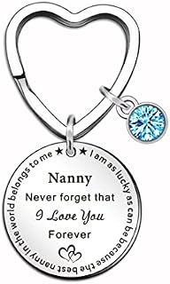 WTOPP Nanny Keyring Gifts Birthday Christmas Gifts for Nanny from Granddaughter Grandson Engraved Never Forget That I Love You