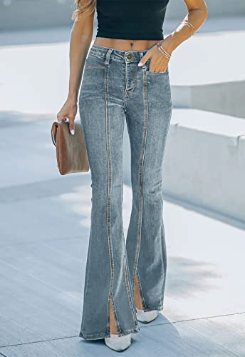 Women's Flare Bell Bottom Jeans Mid-Rise Bootcut Jean Stretch Denim Pants4