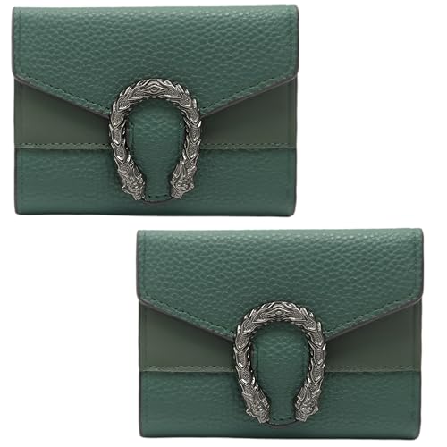 Image of Kraptick Women s Wallet Stylish Compact Purse Clutch with Card & Coin Holder Debit Card Organizer, Travel Wallet & Money Organizer for Women with 8 Card Slots (Green) (Pack of 2)