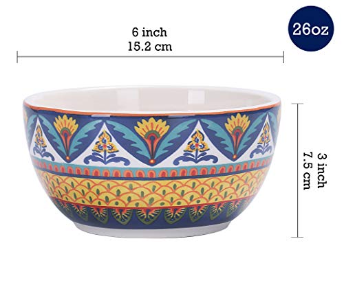 Bico Havana 26Oz Ceramic Soup Bowls Set Of 4, For Pasta, Salad, Cereal, Soup & Microwave & Dishwasher Safe #TOP1