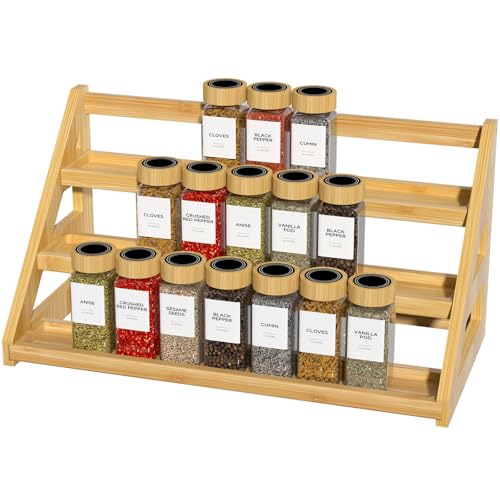 MNADSFKJ Bamboo Tiered Spice Rack, for Countertop Spice Organizer for Pantry Spice Shelf Organizer Kitchen Spices Rack