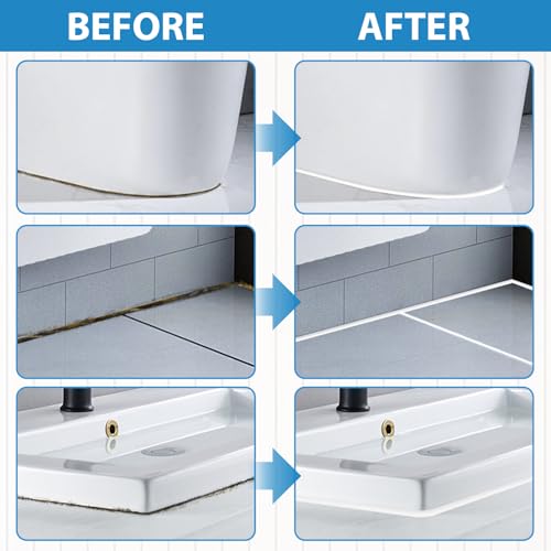 Tile Grout Repair Kit, 2 Pack Tile Grout Filler Tubes, Grout Cleaner for Tile Floors Sink Bathroom Shower Kitchen (White, 200g)