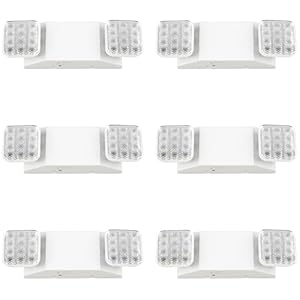 Sunco Emergency Lights Commercial Emergency LED Flood Lights for Power Outages Backup Battery (90 Minutes) Wall Mount, Hard Wired 120-277V Fire Resistant (UL 94V-0) 6 Pack