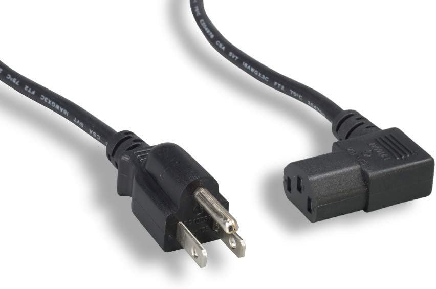 Cablelera 6' North American Power Cord, NEMA 5-15P and IEC-60320-C13 Right Angle, Black (ZADA15PC-06)