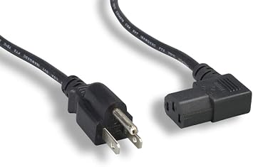 3 سلك طاقة لأمريكا الشمالية، NEMA 5-15P وIEC-60320-C13 بزاوية قائمة، أسود ZADA15PC-03