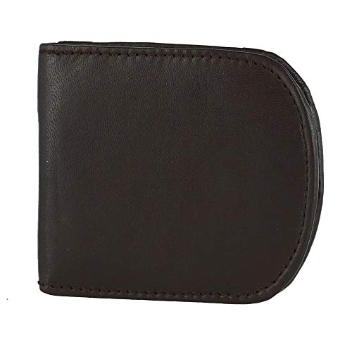 CTM Men's Leather Front Pocket C-Fold Taxi Wallet, Brown