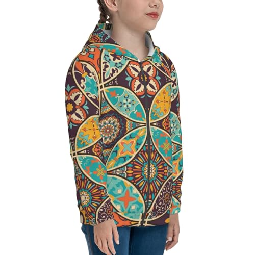 Mandala Flower Element Kids Pullover Hoodies Boys Zip Up Sweatshirts Girls Athletic Clothes with Pocket4