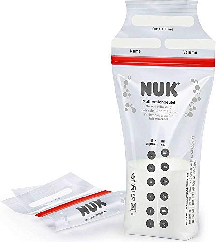 NUK Muttermilchbeutel, platzsparend & sofort verwendbar, 180ml, 25 Stück, transparent
