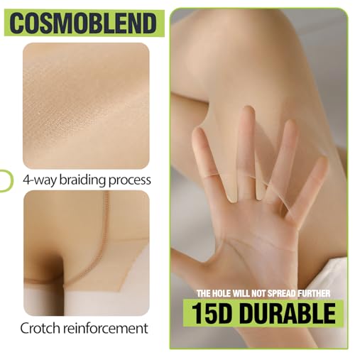 Image of 2PCS Women's Sheer Tights, 15D ultra-thin Rip Resistant Pantyhose Nude /black Indestructible stockings