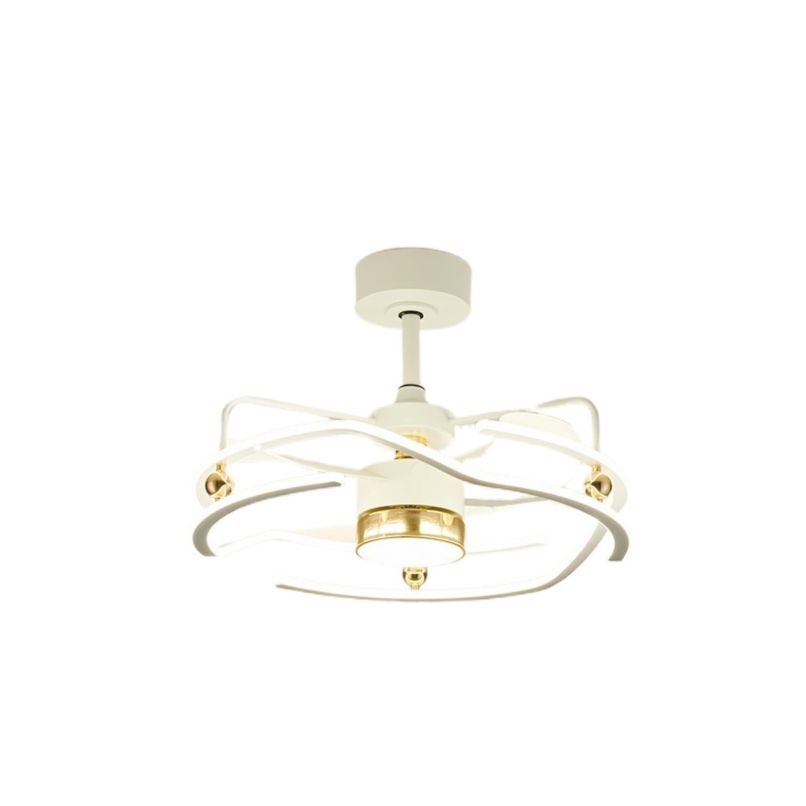 ERETYRET Nordic Fan Lamp Intelligent Voice Living Room Dining Chandelier Frequency Conversion Remote Control Bedroom Integrated Ceiling Quiet Cooling(Golden)